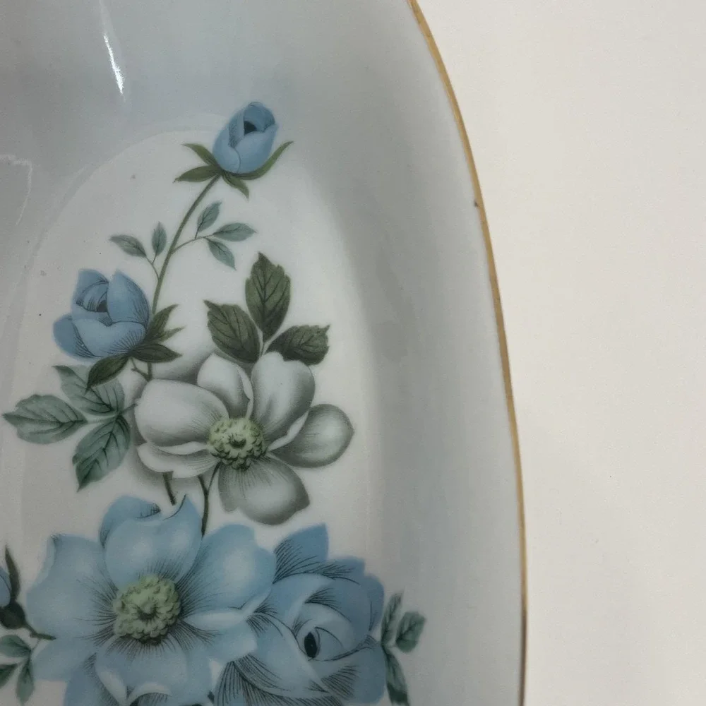 Tilso Japan Vintage Butter Dish Trinket Dish Shades of Blue Roses - Picture 7 of 16